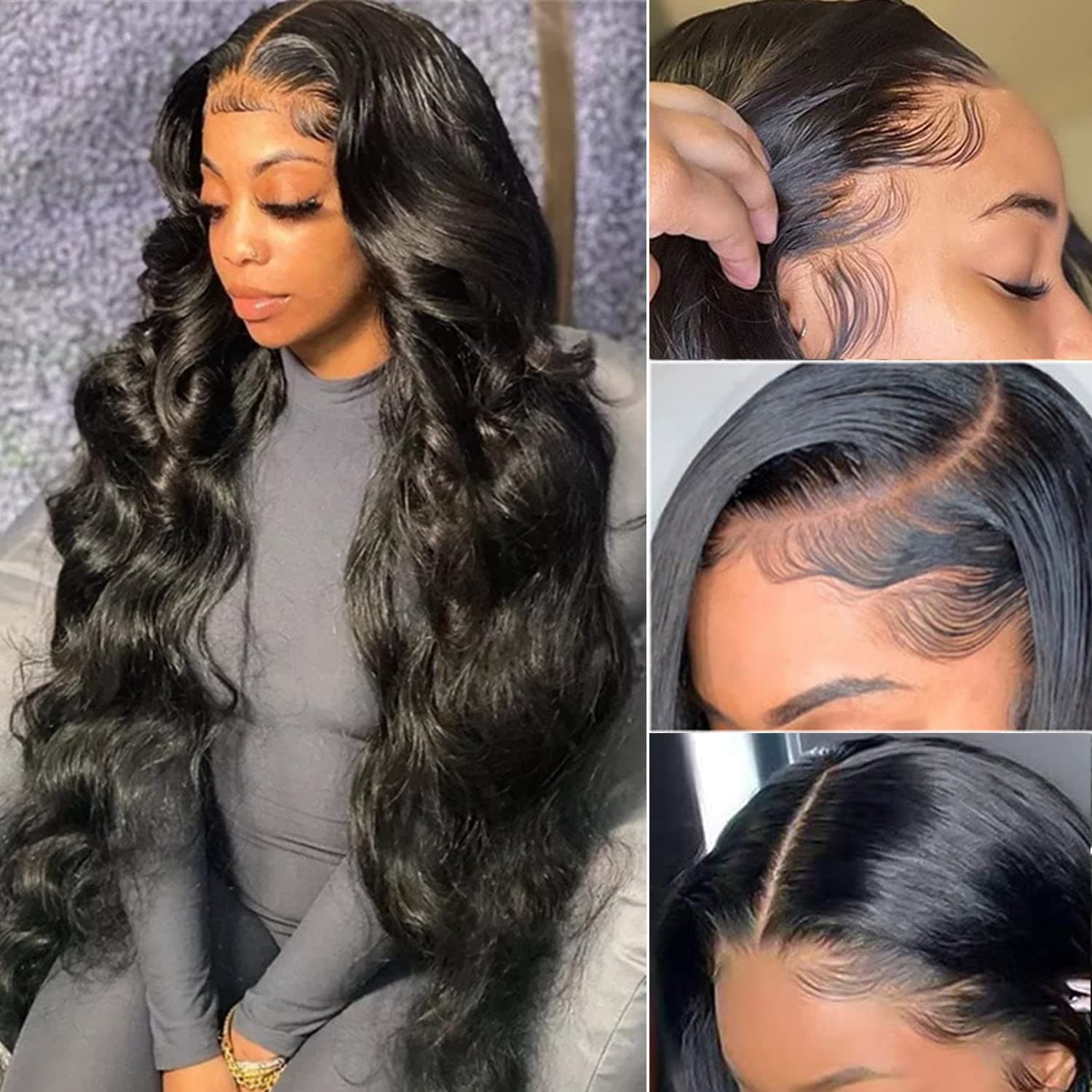 msrani HD Lace Front Wigs Human Hair Pre Plucked 13x6 Transparent Lace Front Wig Body Wave Human Hair Wigs with Baby Hair Bleached Knots 180 Density for Women Human Hair Glueless (30Inch)