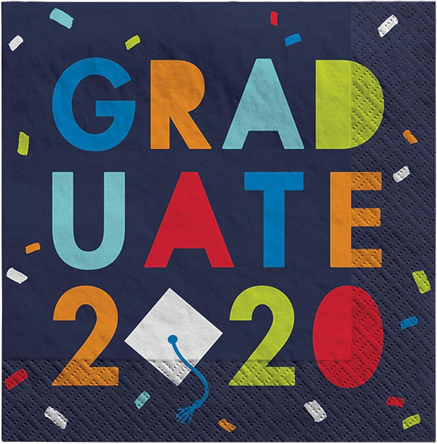 Amscan 2020 Grad Paper Beverage Napkins, Multicolor, 36 pc