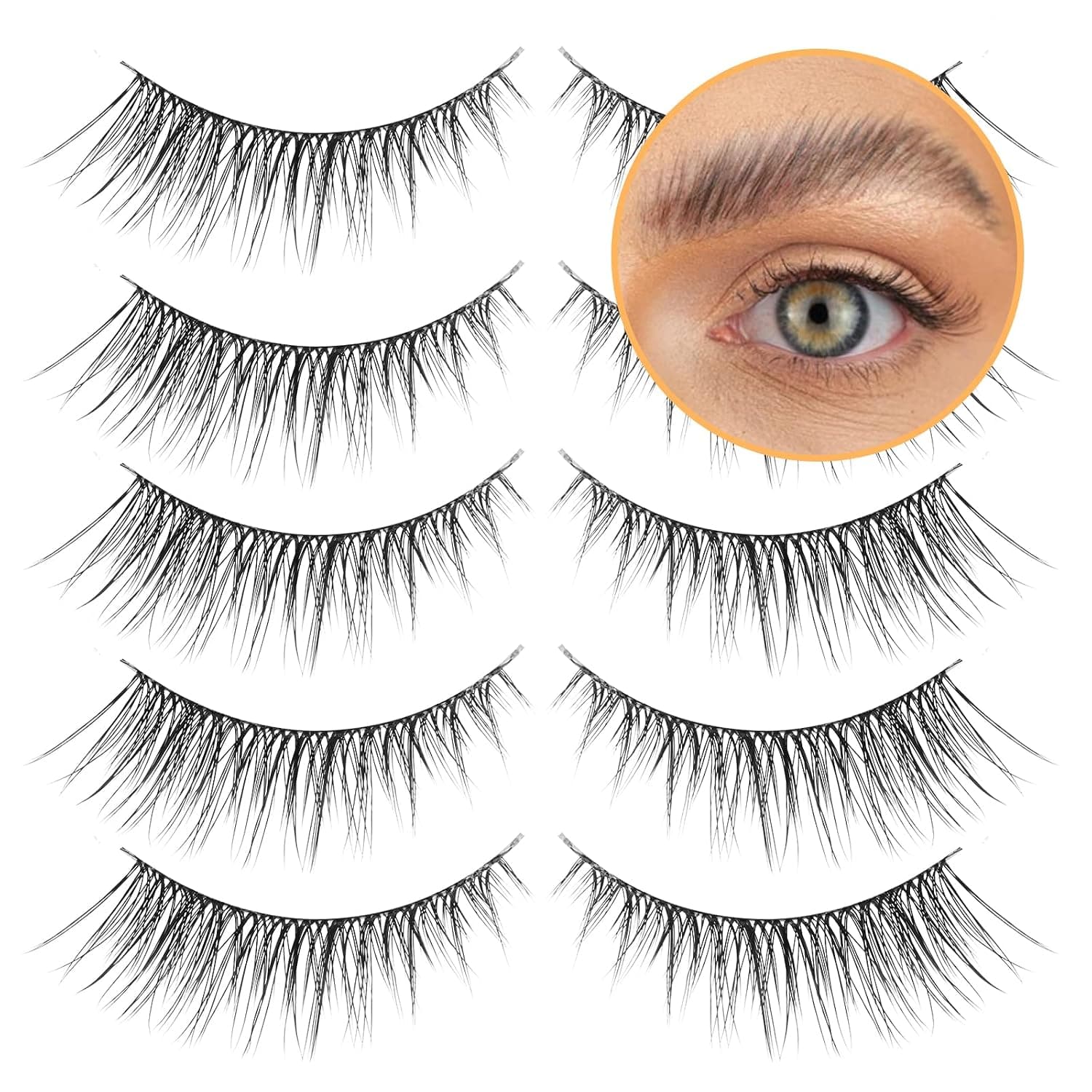 False Eyelashes Wispy Natural Look Lashes 5 Pairs Soft Faux Mink Lashes 3D 6D Volume Fluffy Frihappy Fake Eyelashes Packs #10