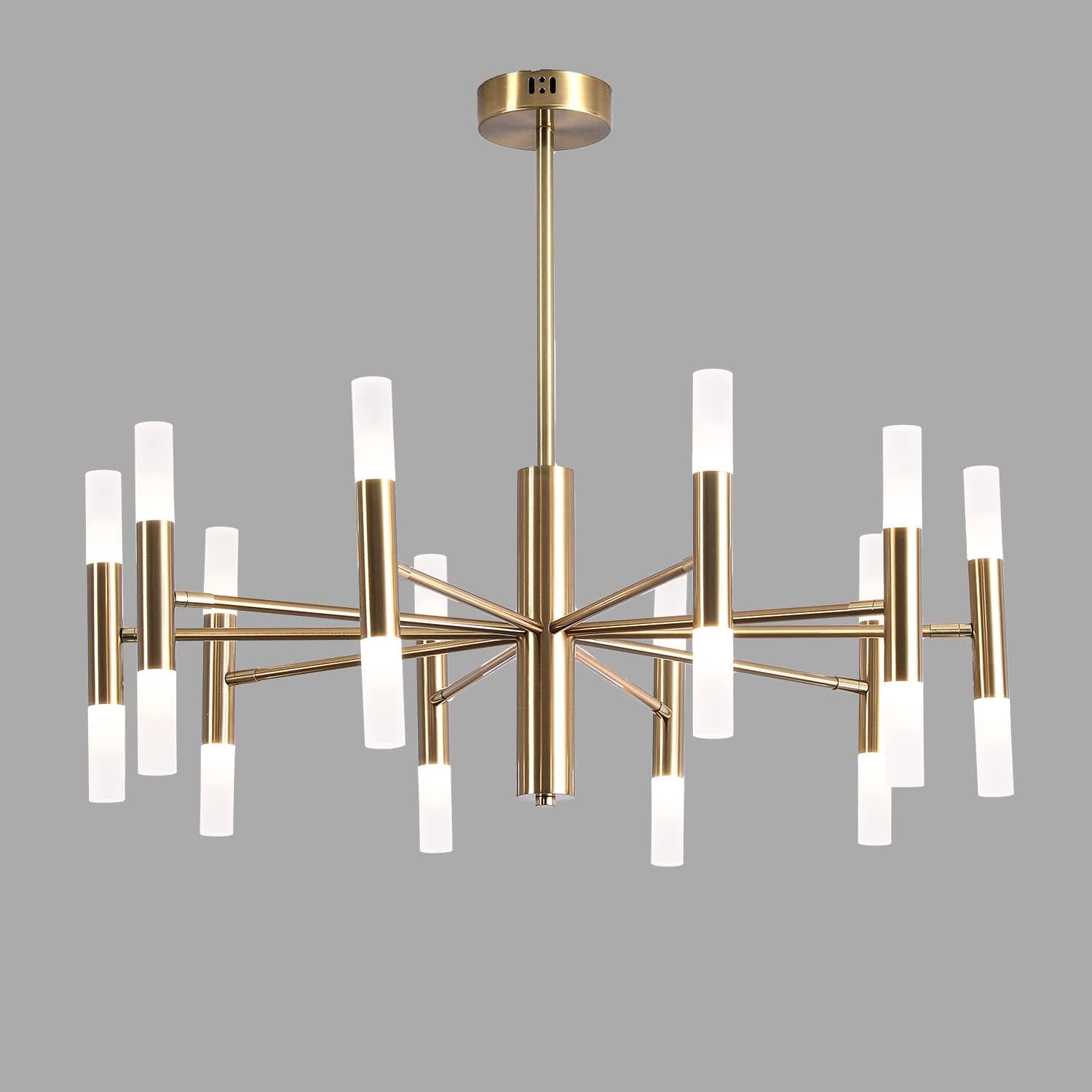 MOOOGE Modern Gold LED Chandelier Light Fixture, Industrial Chandelier Lighting for Living Room, Modern LED Light Fixtures for Dining Room Bedroom, 20-Light (Bulb Included)