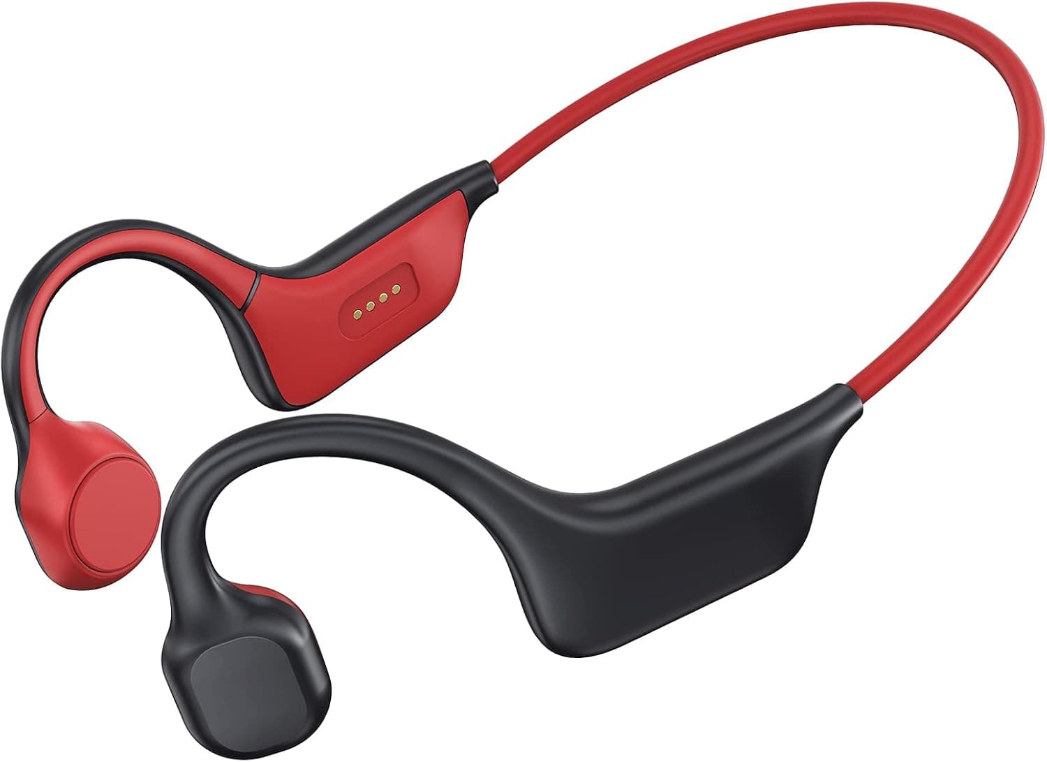 Panadia Bone Conduction Headphones,Open Ear Bluetooth Headphones with Built-in Mic,IPX7 Waterproof Wireless Sport Headset for Running Workout Gym (Black Red)