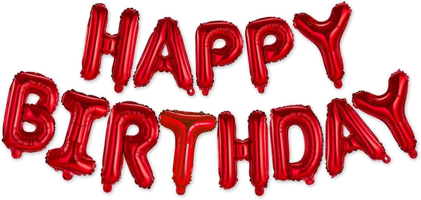 Happy Birthday Balloon Banner Party 16 Inch 3D Aluminum Foil Inflatable Letter kit set Banner Balloons Birthday Party Decorations Supplies Party (Red)