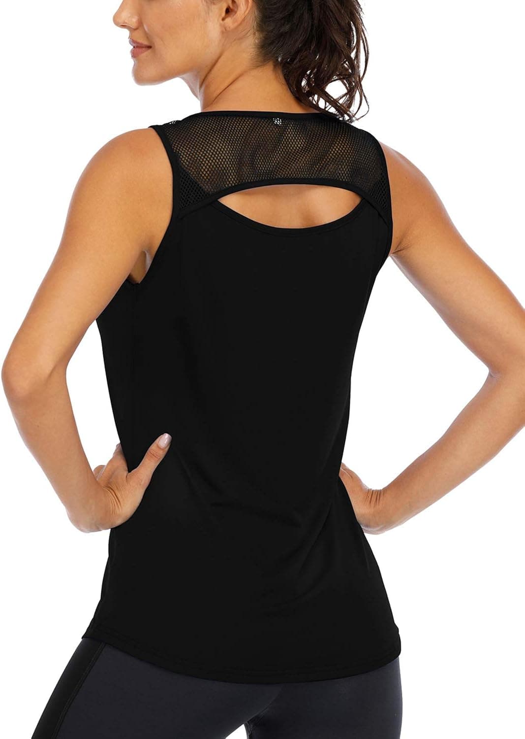 ICTIVE Womens Workout Tank Tops Yoga Tops for Women Mesh Workout Tank Womens Athletic Clothing Hiking Shirts Women Running Tank Tops Racerback Tank for Women Workout Clothes for Women Black S