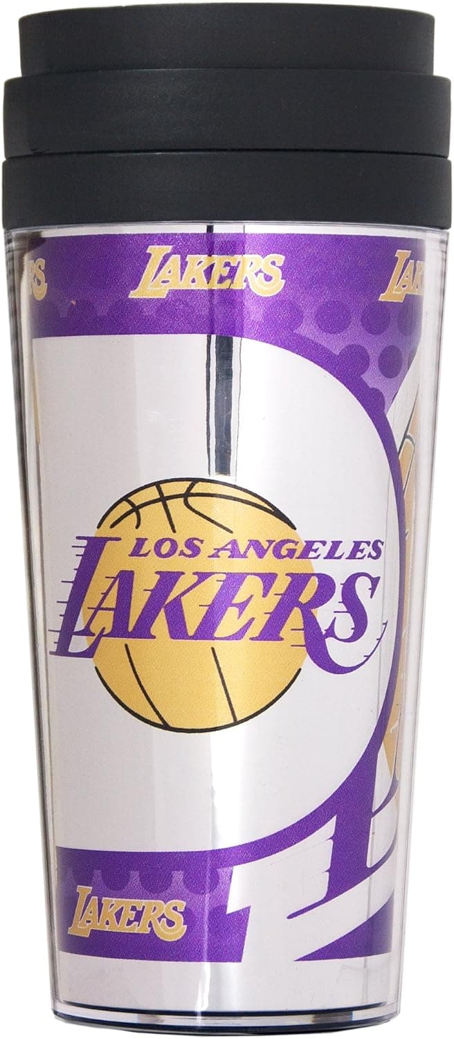 NBA Los Angeles Lakers Acrylic Travel Tumbler with Metallic Graphics, 16 oz., Black