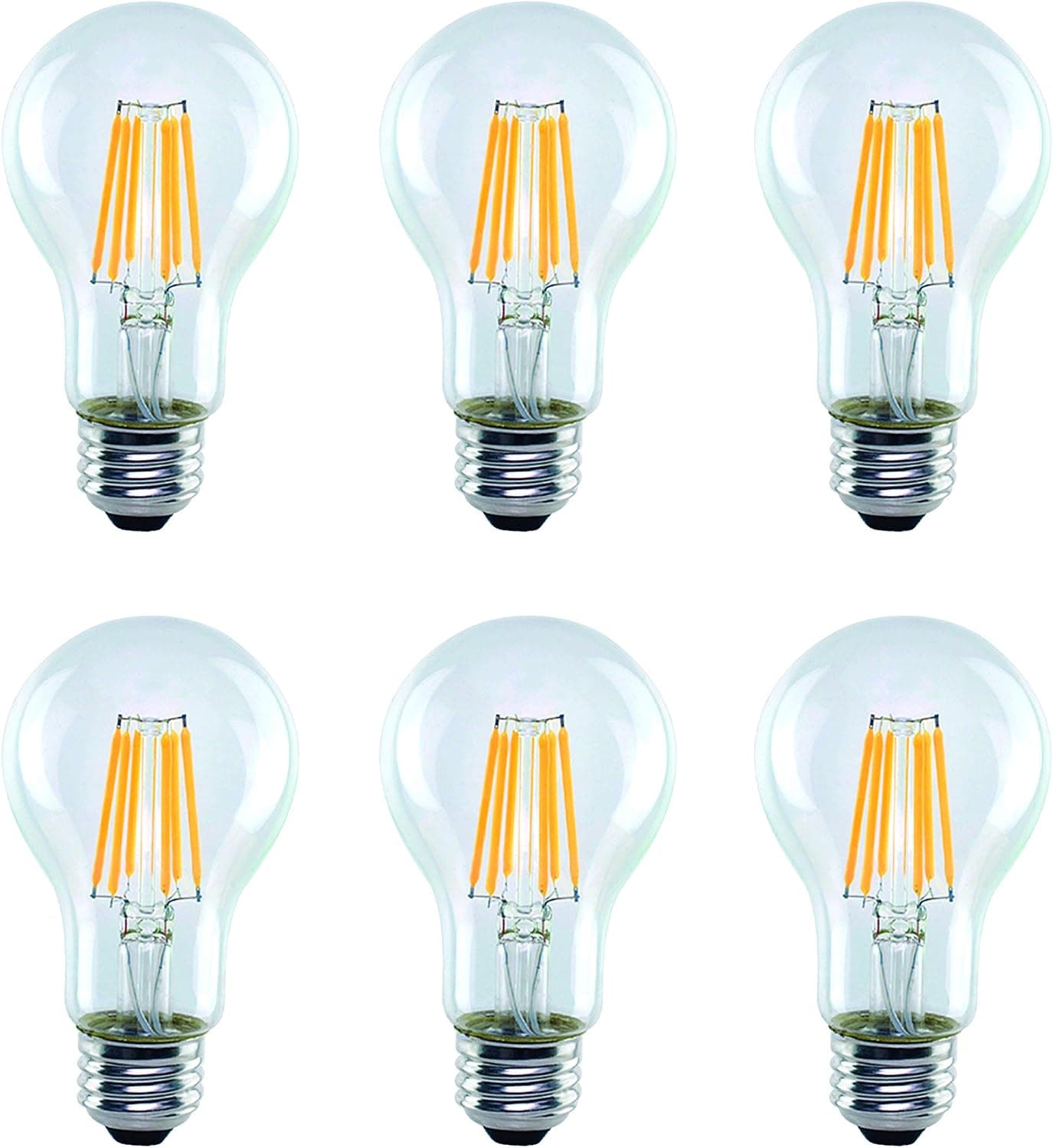 OSTWIN Light Bulbs - Filament - Antique Vintage Thomas Edison Style-Dimmable-8W=60Watt Equivalent-800 Lumens-2700K Soft Warm Light-A19-Medium Screw Base E26 LED Bulb, UL Listed, 6-Pack