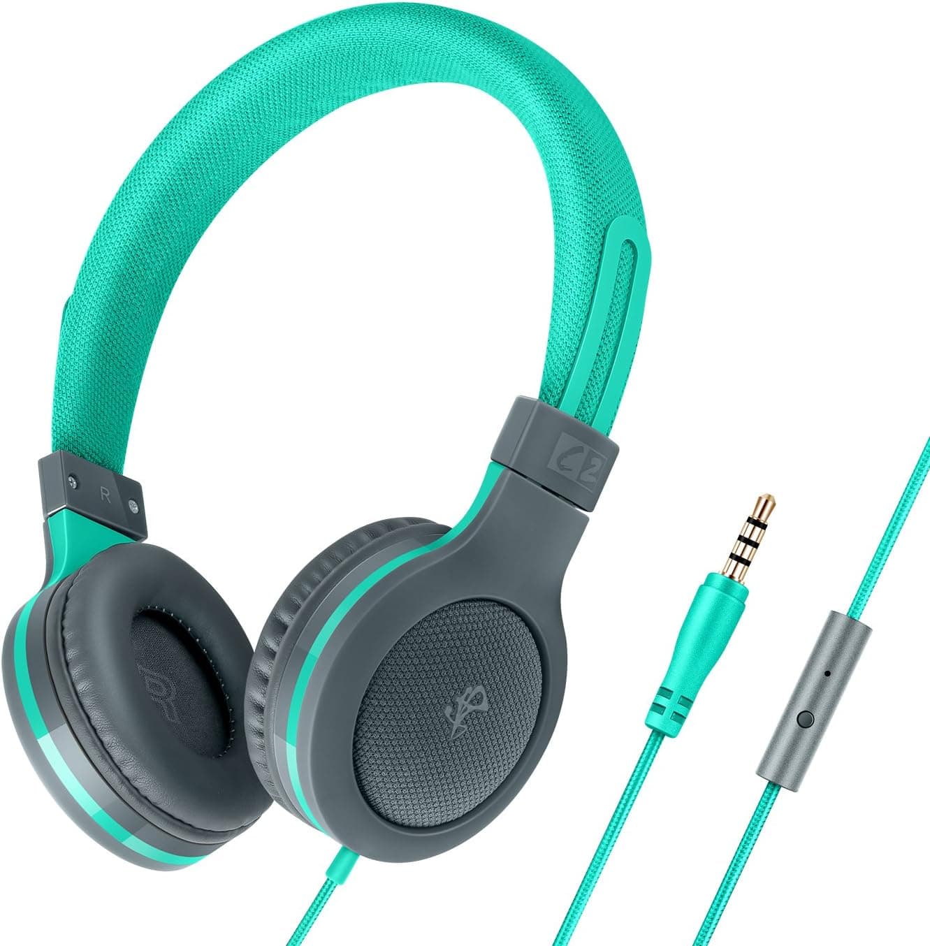 AILIHEN C2 Headphones with Microphone On-Ear Stereo Headset (Green)
