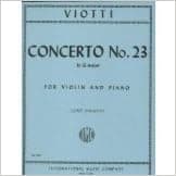 Viotti Giovanni Concerto No. 23 in G Major. For Violin and Piano. by Gingold. International Music