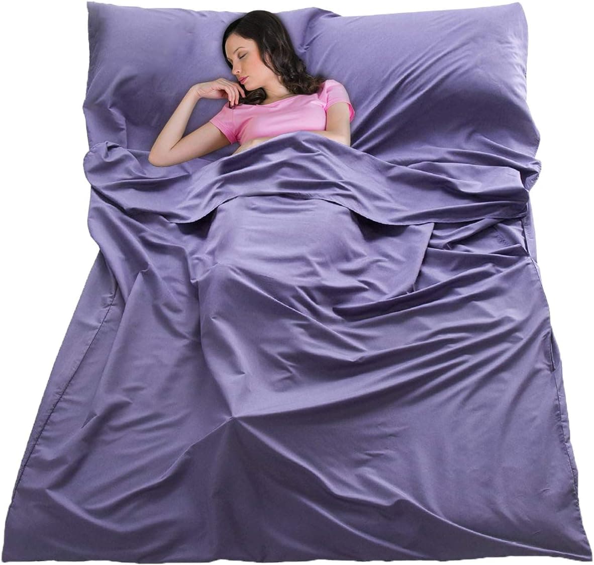 JUISEE Sleeping Bag Liner Zipper Lightweight Portable Sleeping Sheet Dirt-Proof Compact Travel Camping Sheet for Outdoor Travel Hiking Hotels Picnics