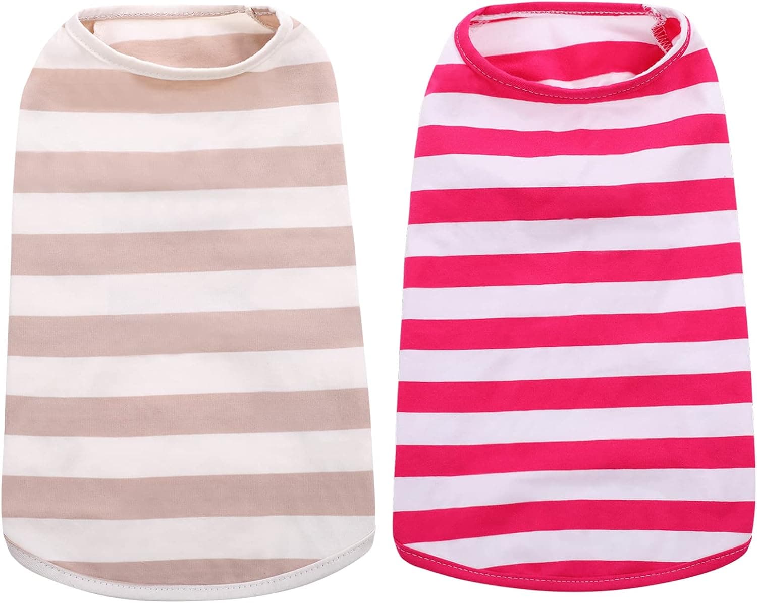 SAWMONG 2 Pack Striped Dog Shirts, Pet Summer T-Shirts Breathable Strechy Striped Vest for Small Medium Large Dogs