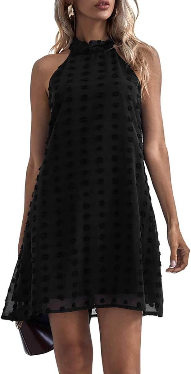 Romwe Women's Sleeveless Halter Neck Summer Casual A Line Dress