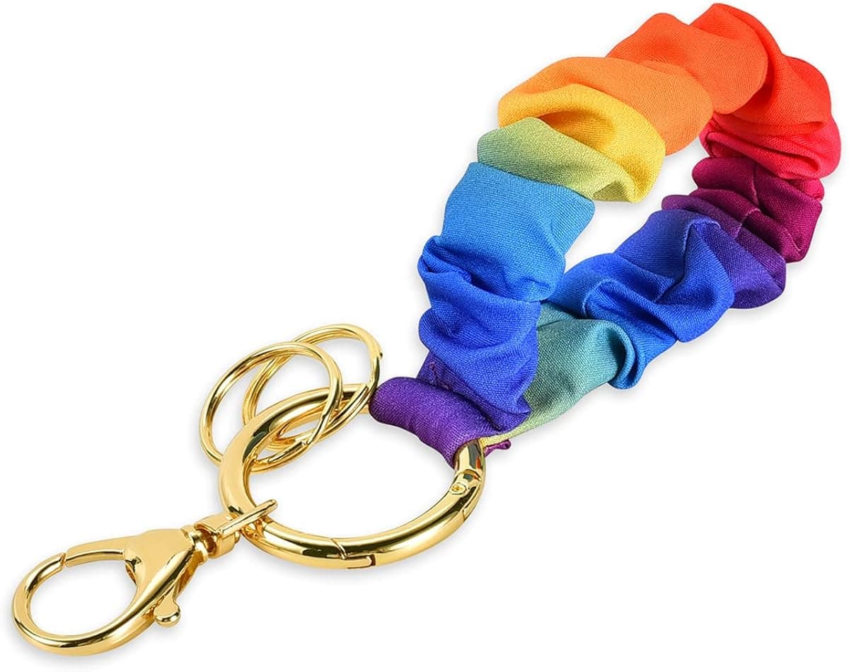 Junyuerly Wrist Strap Key Chain Elastic Scrunchie Bracelet Multifunctional Key Ring for Women