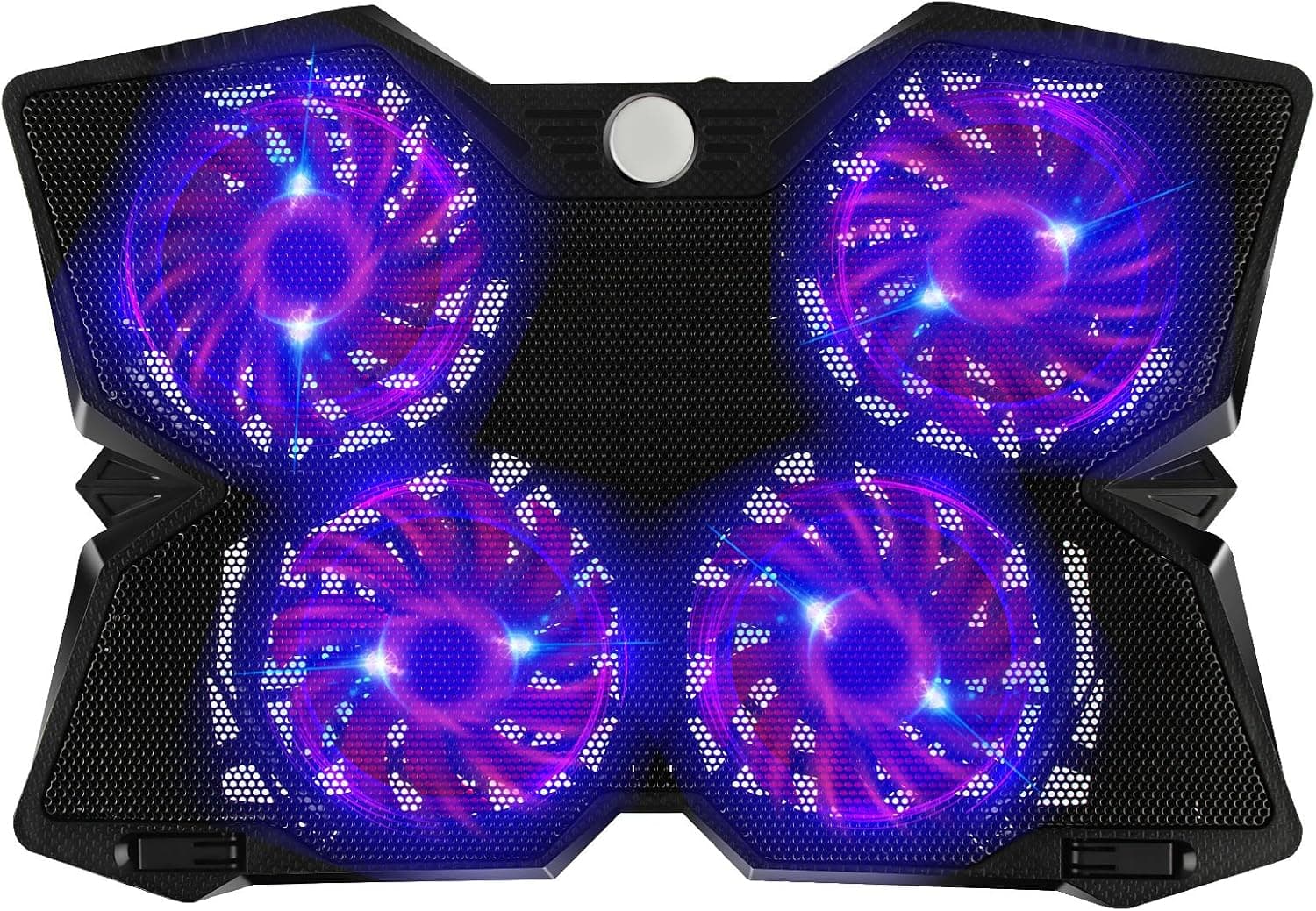 Adjustable Mount Stand Height Angle Laptop Cooler with 4 Quiet Fans for 12-17.3" Inch Laptop, Cooler Pad with Green 4 LED Lights, Dual 2 USB 2.0 Ports Laptop Cooling Pad
