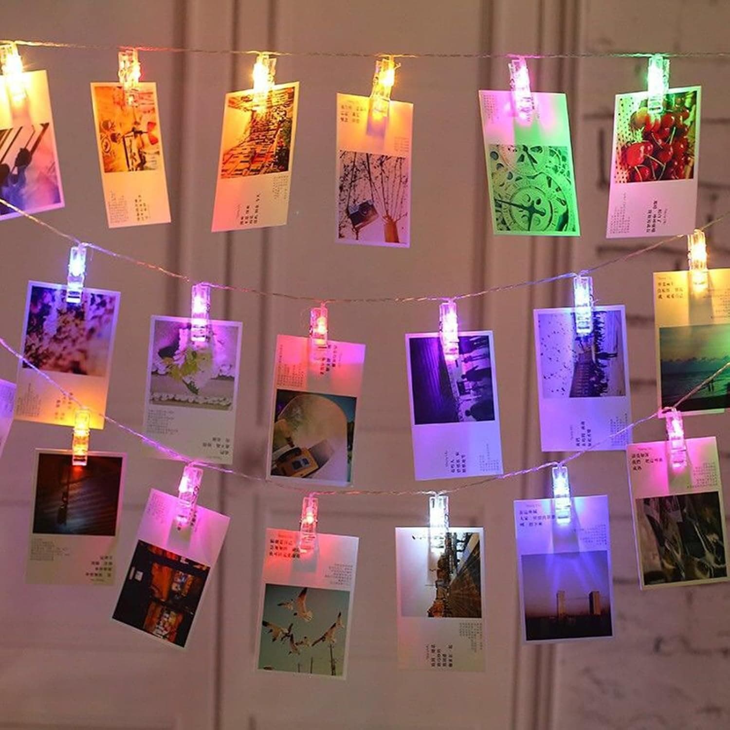 Ecurfu Photo Clips String Lights, Fairy Lights, Bedroom Decor, Wall Decor, Twinkle Lights for Hanging Photos Pictures Cards and Memos, Great for Christmas - 50 LED 17Ft Multi- Colors