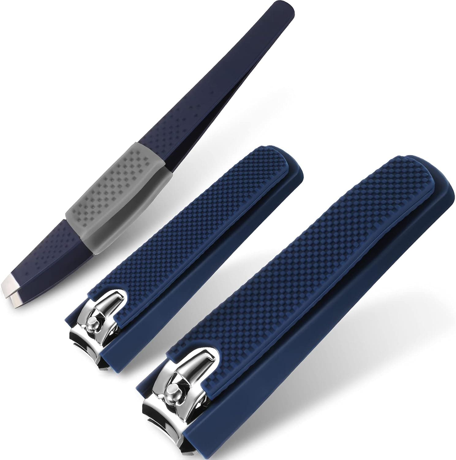 3 Pieces Tweezers and Nail Clipper Set Stainless Steel Men Nail Clippers Toenail Clippers and Metal Slanted Tweezers Men Nail Tweezers Hair Removal Makeup Tool Men's Grooming Kit for Thick Nail