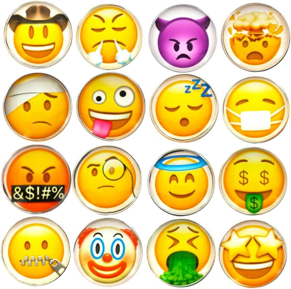 16 Pcs Refrigerator Magnets 3D Fridge WhiteBoard Cute Dry Erase Board Magnetic Lockers for School Home Office Kitchen Decorative Fun Cartoon Smile Face Gift (Smile)