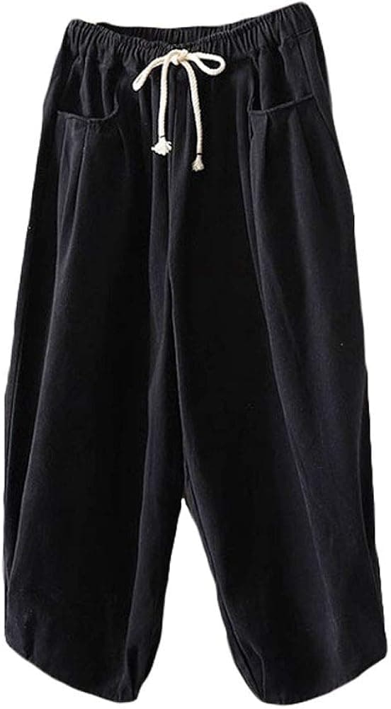 Mordenmiss Women's Baggy Drawstring Pants Wide Leg Pants Casual Elastic Waist Trousers
