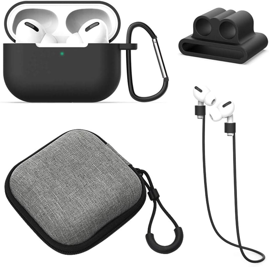 SPRITECH AirPods Pro Case, Protective Dust Guard Soft Silicone Cover,[Scratch-Resistant Wireless Charging] Shell [Front LED Visible] for AirPods 3rd Gen 2019,Skin with Anti-Dropping Rope/Climbing Buck