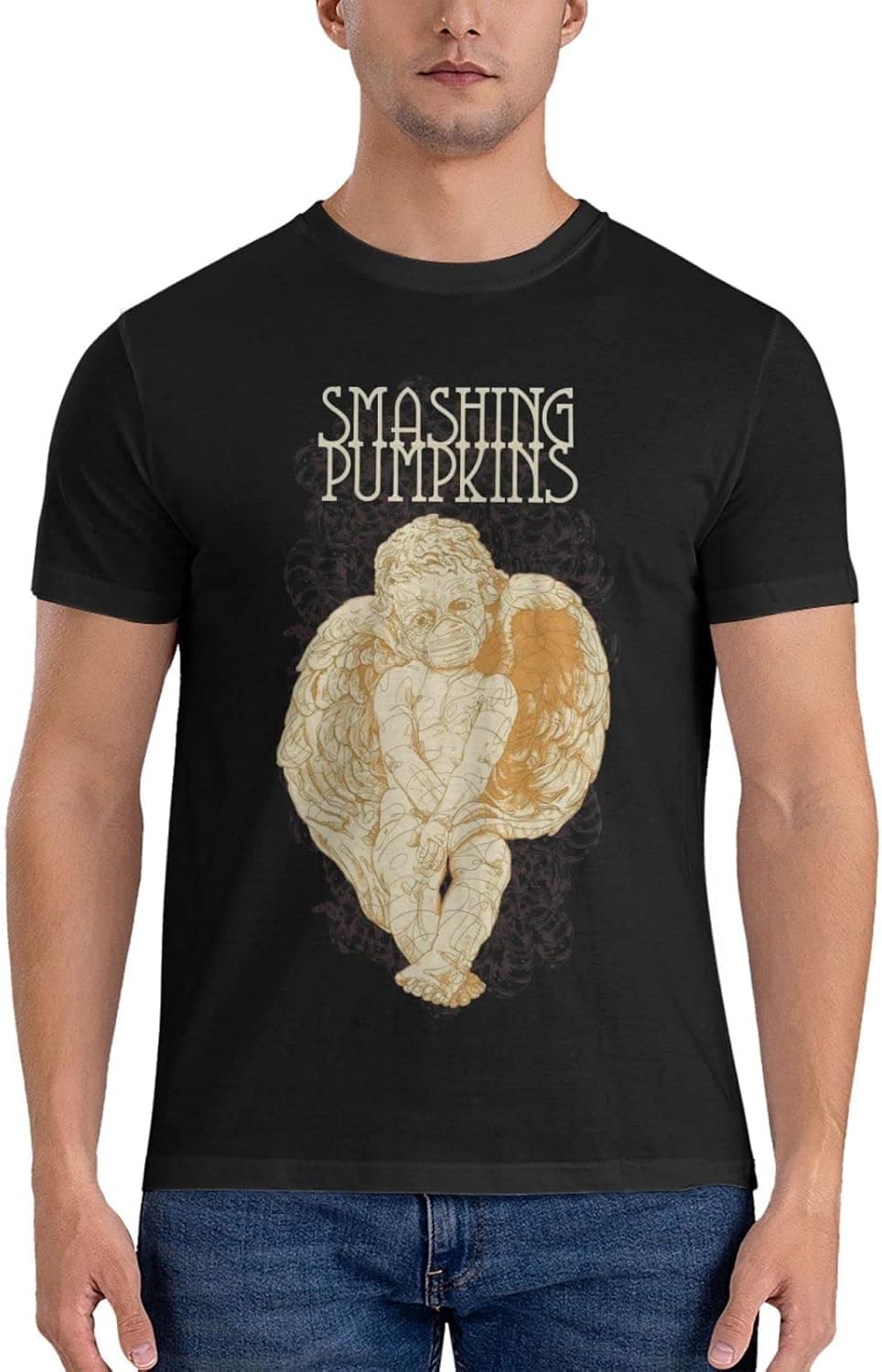 Smashing Pumpkins Man Shirts Casual Sports t Shirts Boy Fashion Printed t Shirt Loose Crew Neck Shirts