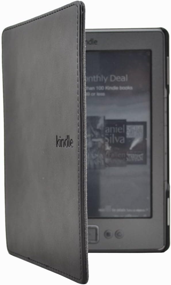 Huasiru PU Leather Case Cover for Amazon Kindle 4 & Kindle 5 Generation (Button Version) Only, Black