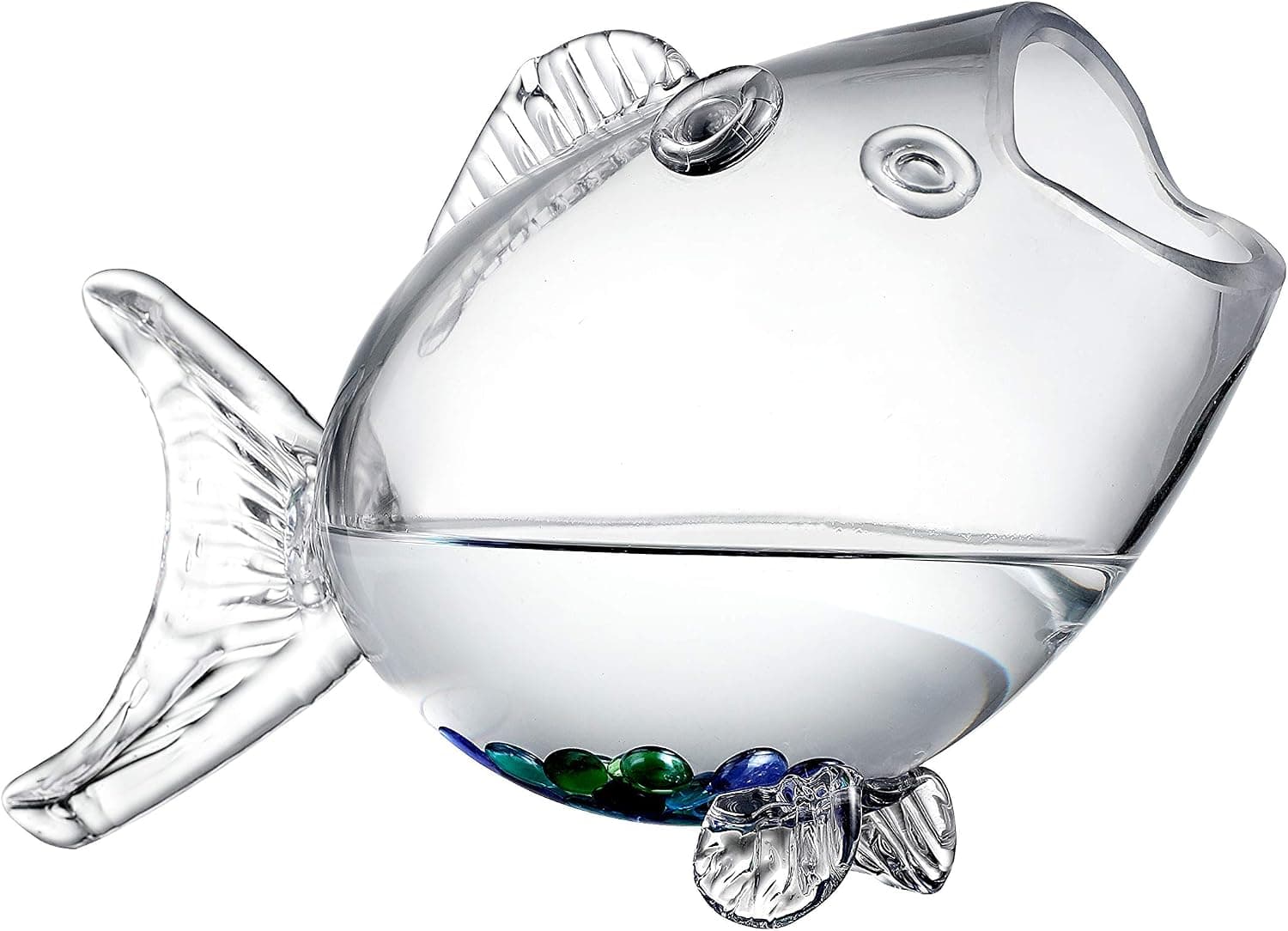 Clear Glass Decorative Fish Shaped Tank/Bowl/Vase/Storage Jar/Container for Bathroom/Living Room/Dinning Room (Medium)