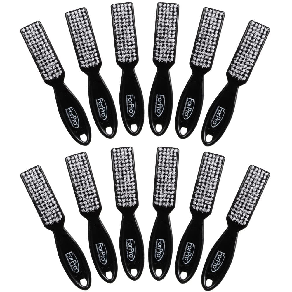 ForPro Premium Nail Brush, Professional Nail Scrub Brush for Cleaning Toes and Fingernails, 5.5” L, Black, 12-Count