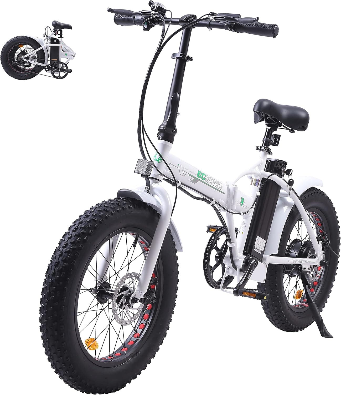 ECOTRIC Beginner Electric Bike 500W Foldaway E Bike 20" Fat Tire Offroad Folding Electric Bicycle 36V 12.5AH Removable Battery Beach Snow Mountain Bike Moped for Adults Commute E-Bike UL Certified