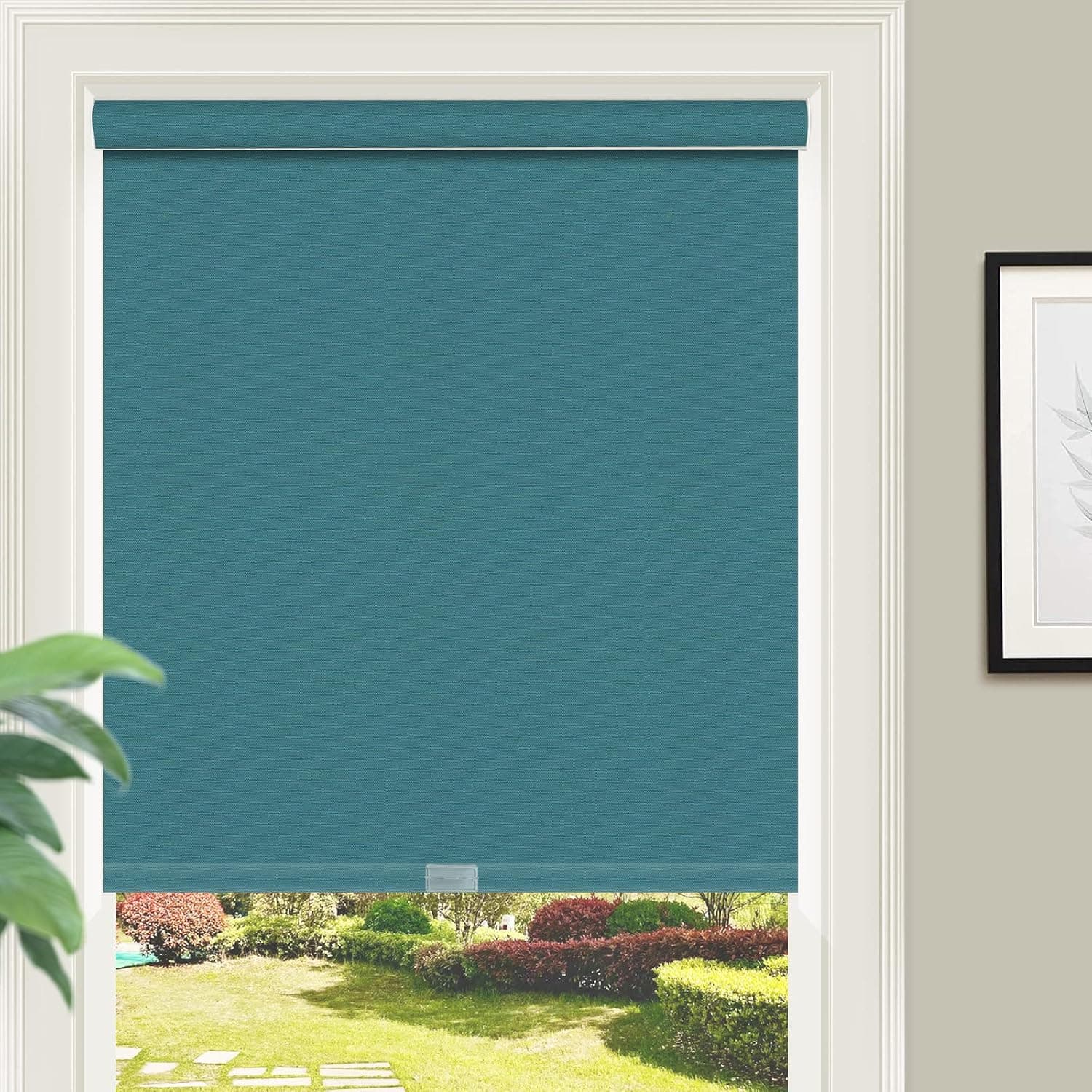 ZY Blinds Cordless Sun Shading Roller Shades Custom Made Any Size from 20-78inch Wide UV Protection Enery Saving Window Shades Blinds for Home, Hotel, Club, Restaurant 47" W x 48" L, Royal Blue