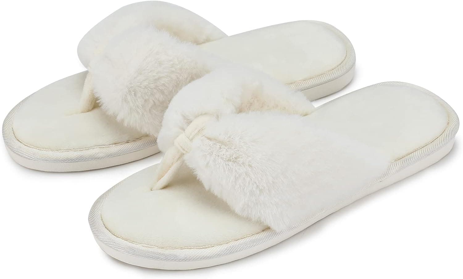 SINNO Women's Comfort Memory Foam Spa Open Toe Flip-Flops Indoor Outdoor Leisure Slippers Plush