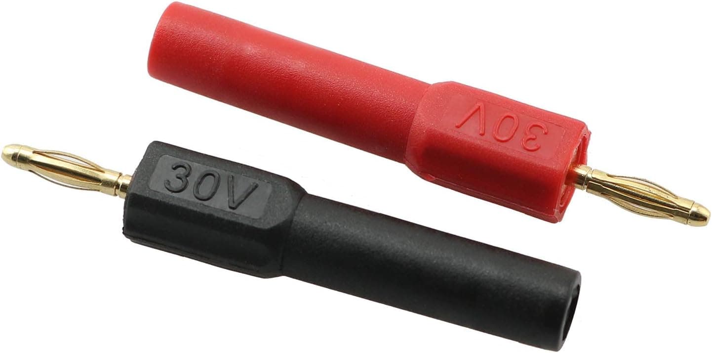 heyous 2pcs Gold Plated 2mm Mini Male Banana Plug to 4mm Female Jack Connector Adapter (Color: 1red1black)