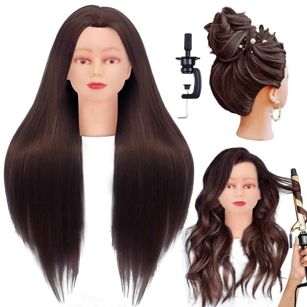 Cosmetology Mannequin Head with Synthetic Hair and Adjustable Stand 26-28” Blonde for Braiding Hair Styling Training Hairart Hairdressing Salon Display