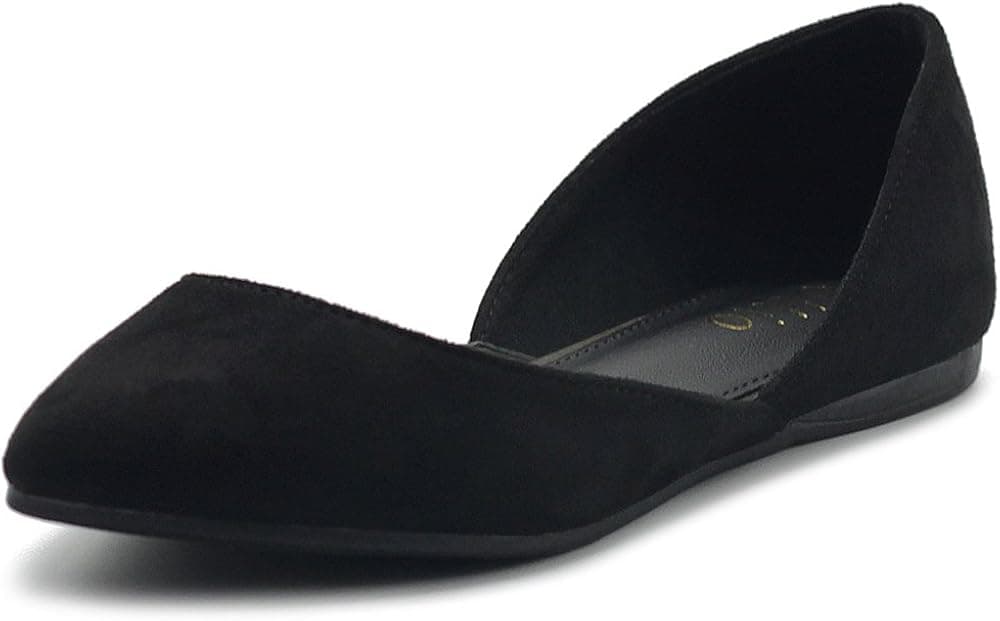 Ollio Women's Shoes Faux Suede Slip On Comfort Light Pointed Toe Ballet Flat