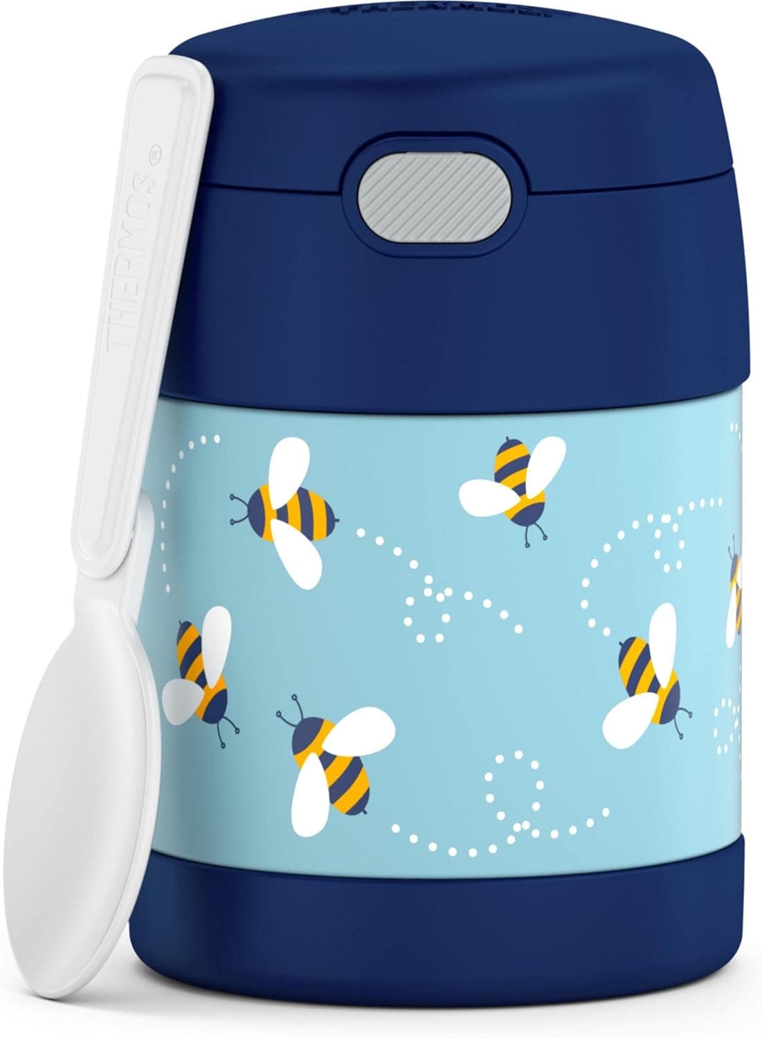 THERMOS FUNTAINER 10 Ounce Stainless Steel Vacuum Insulated Kids Food Jar with Spoon, Honey Bees