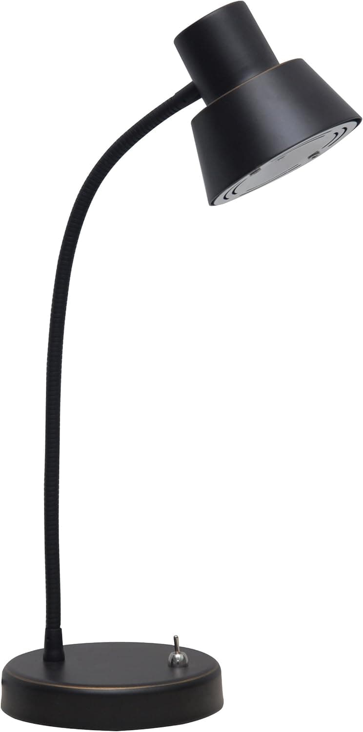 Catalina Lighting 19181-001 Traditional Adjustable Metal Gooseneck Desk Table Lamp, LED Bulb Included, 14", Bronze Discontinued