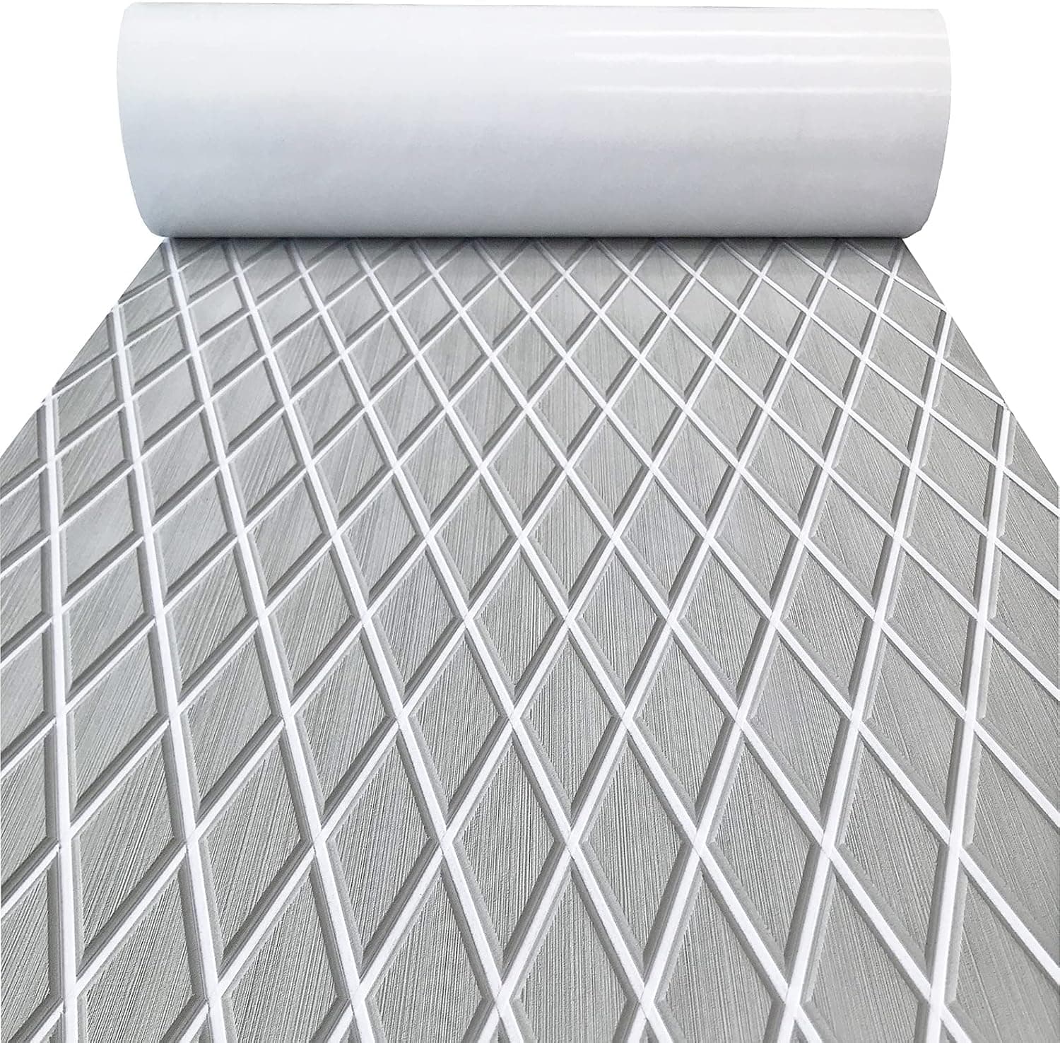 KXKZREN EVA Foam Boat Flooring Decking Sheet Pad Diamond Pattern 6mm Anti-Skid Faux Teak Marine Flooring Mat for Yacht Motorboat RV Yacht Swimming Pool Cooler Tops, 28" x 75"