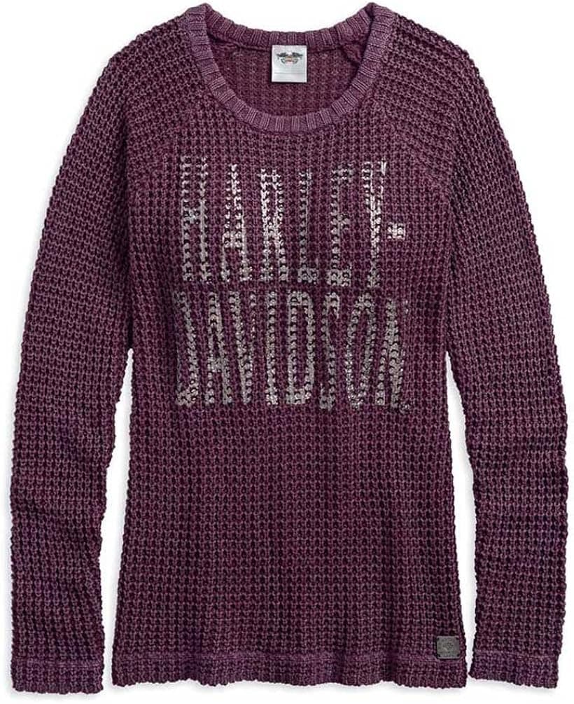 Harley-Davidson Women's Loose Weave Acid-Washed Raglan Sweater Purple 96071-18VW