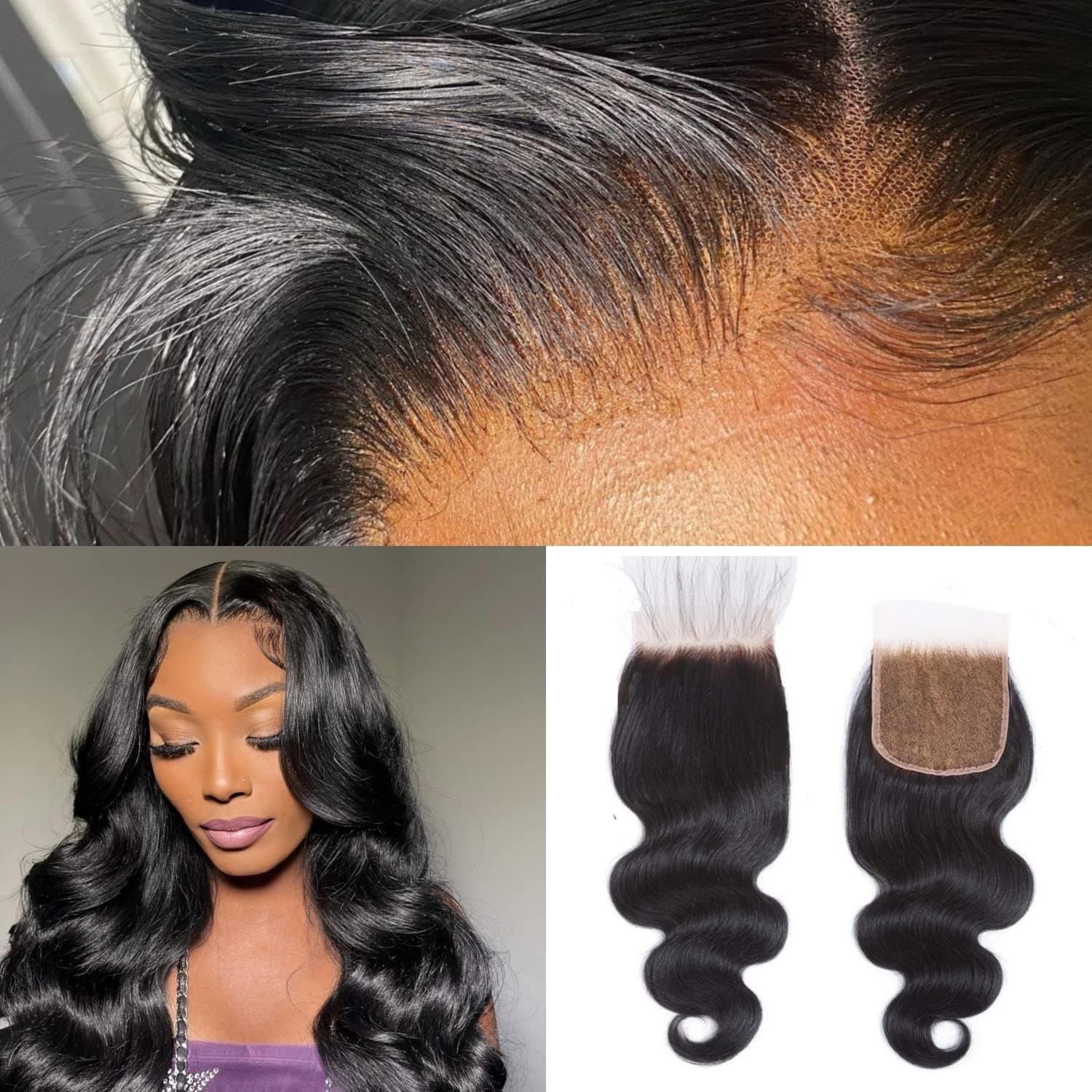 Docrit 5x5 Closure Skinlike Hd Lace Closure, Body Wave Hd Closure 5x5 super Thin 0.11 mm Pre Bleached Knots Swiss Hd Closure Virgin Human Hair Super Glueless Closure Natural Hairline 16 Inch