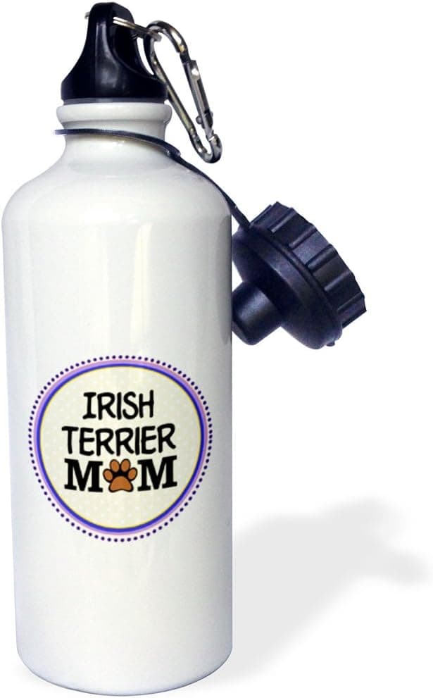 3dRose "PBGV Dog Mom-Petit Basset Griffon Vendeen-Doggie mama by breed-Doggy lover pet owner circle" Sports Water Bottle, 21 oz, White