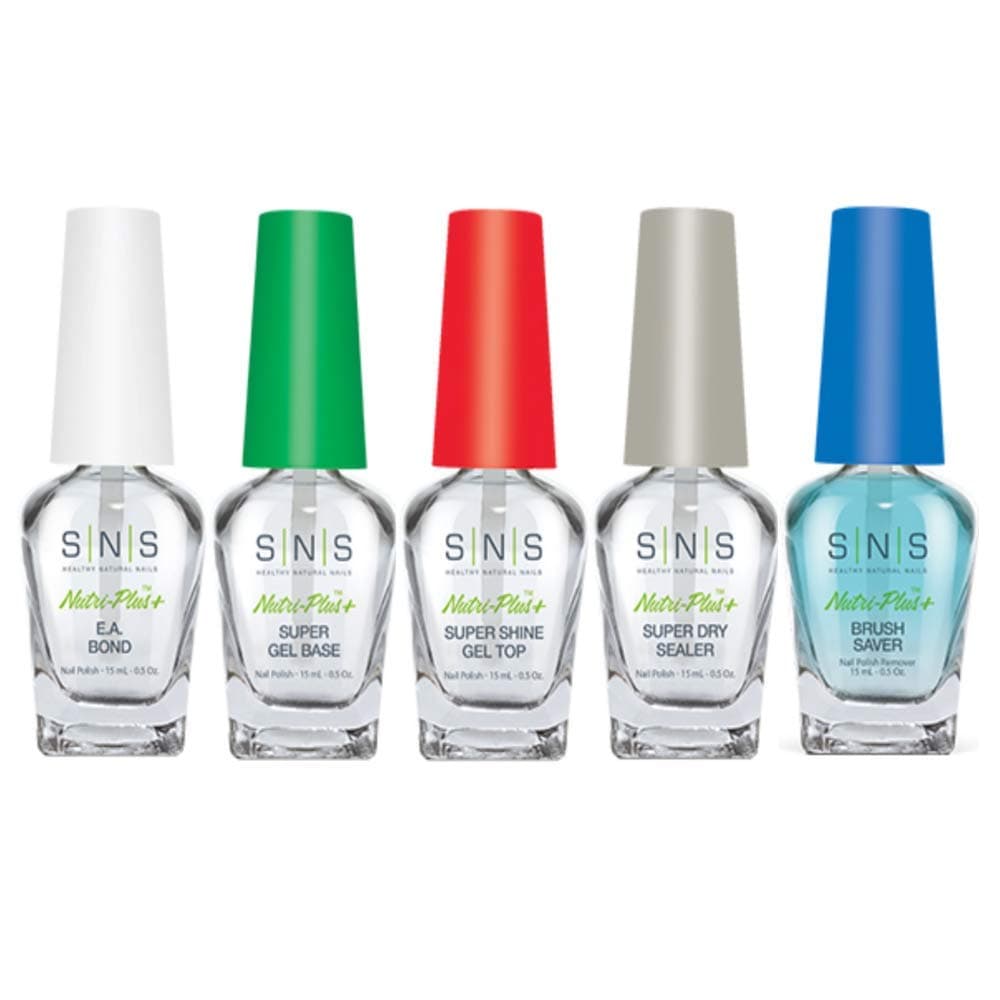 SNS Liquid Set 5 0.5oz - EA Bond, Gel Base, Sealer Dry, Gel Top, Brush Saver