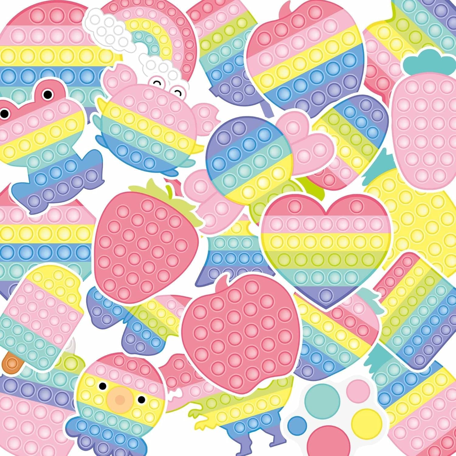 Popit Stickers 25 PCS| Fidget Toy Stickers | Pop on it Birthday Favors| Pop Stickers for Kids
