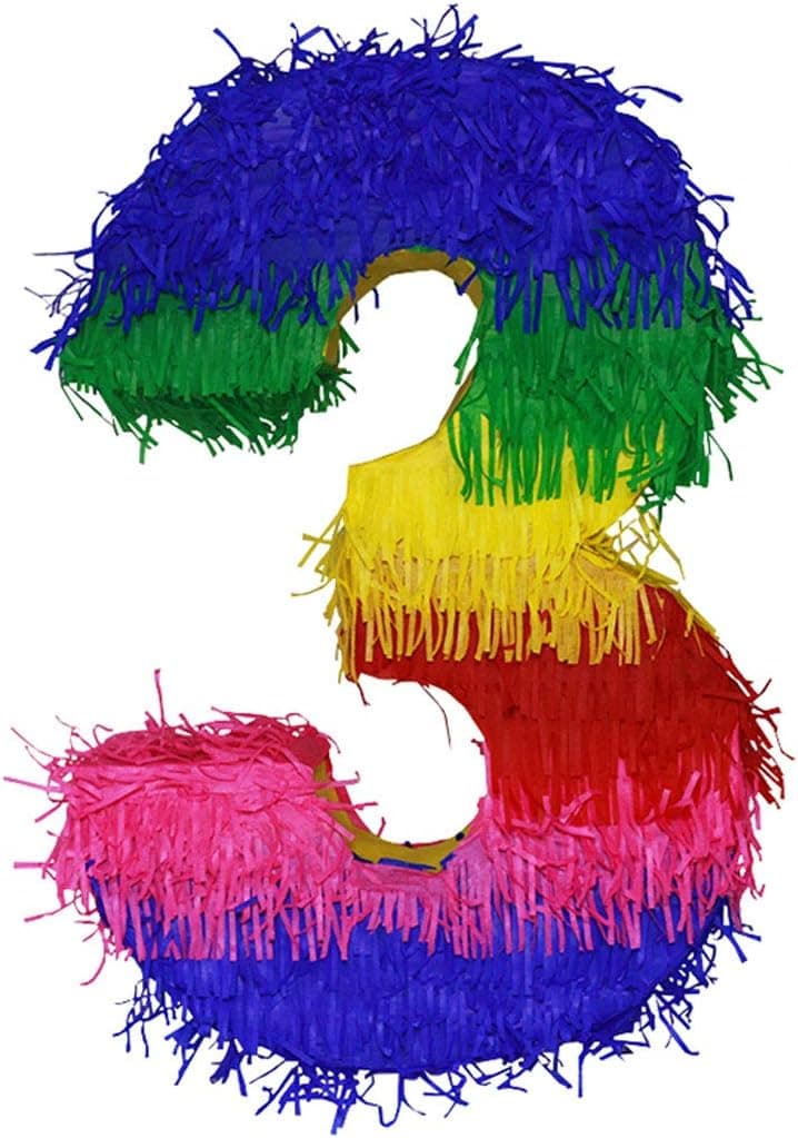 Colorful Number Three Pinata - Mexican Piñata - Handmade in Mexico