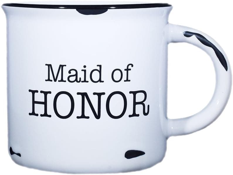 Maid of Honor Mug - 15 oz Campfire Mug (Typewriter font, White) - Maid of Honor Proposal