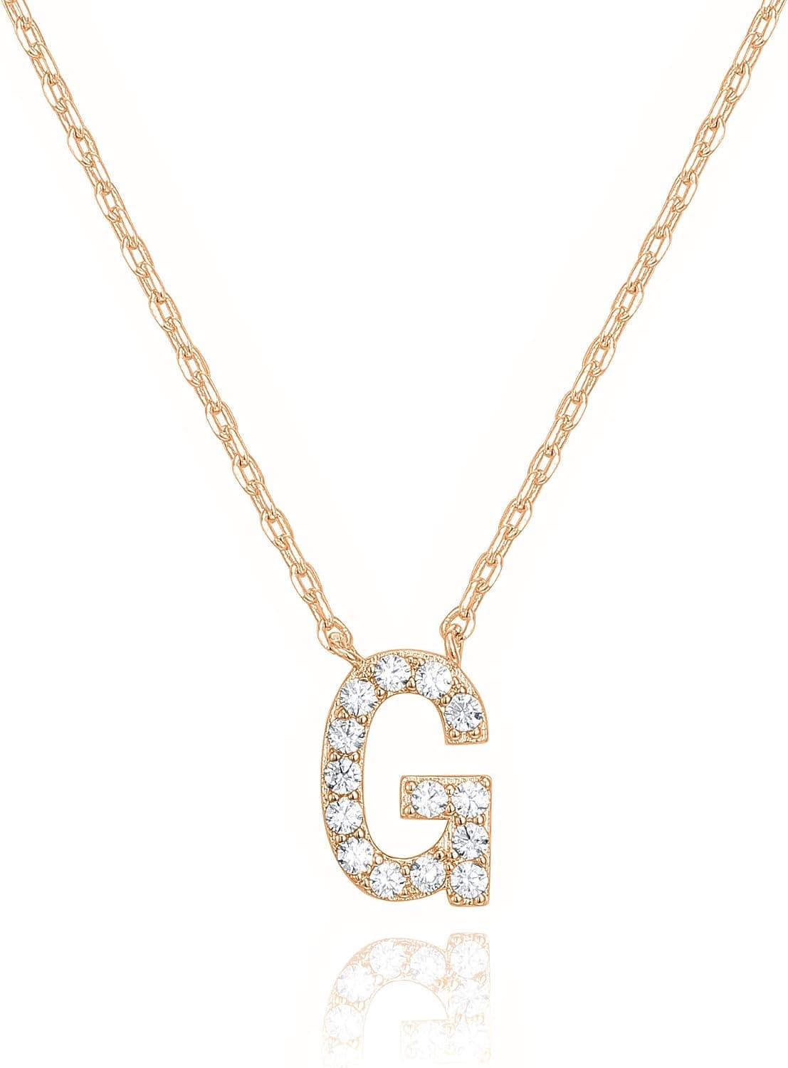 PAVOI 14K White Gold Plated Cubic Zirconia Initial Necklace | Letter Dainty Necklaces for Women