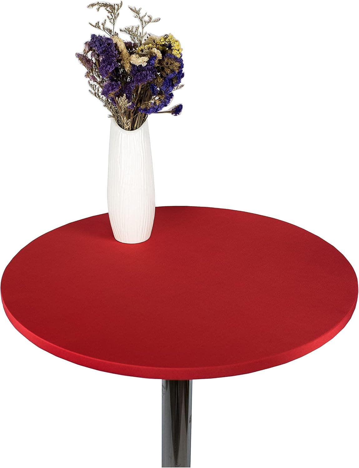 Nothers 2 Pack 24 inch Fitted Red Cocktail Table Topper Round Cocktail Table Cap Table Covers with Spandex Stretch Tablecloth Suited Bar Table for Wedding Party Banquet
