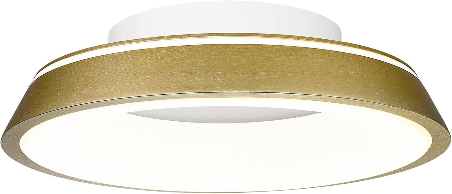 MStar 12 inch Flush Mount LED Ceiling Light Fixture Modern 3000K Dimmable Close to Ceiling Lights Warm White, Gold Finish, for Living Room Bedroom Kitchen C9055-S BRZ