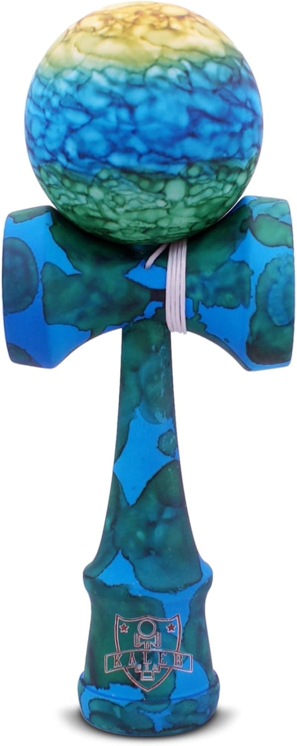 Kaleb USA Full Marble Swirl Kendama and Extra String (Earth)