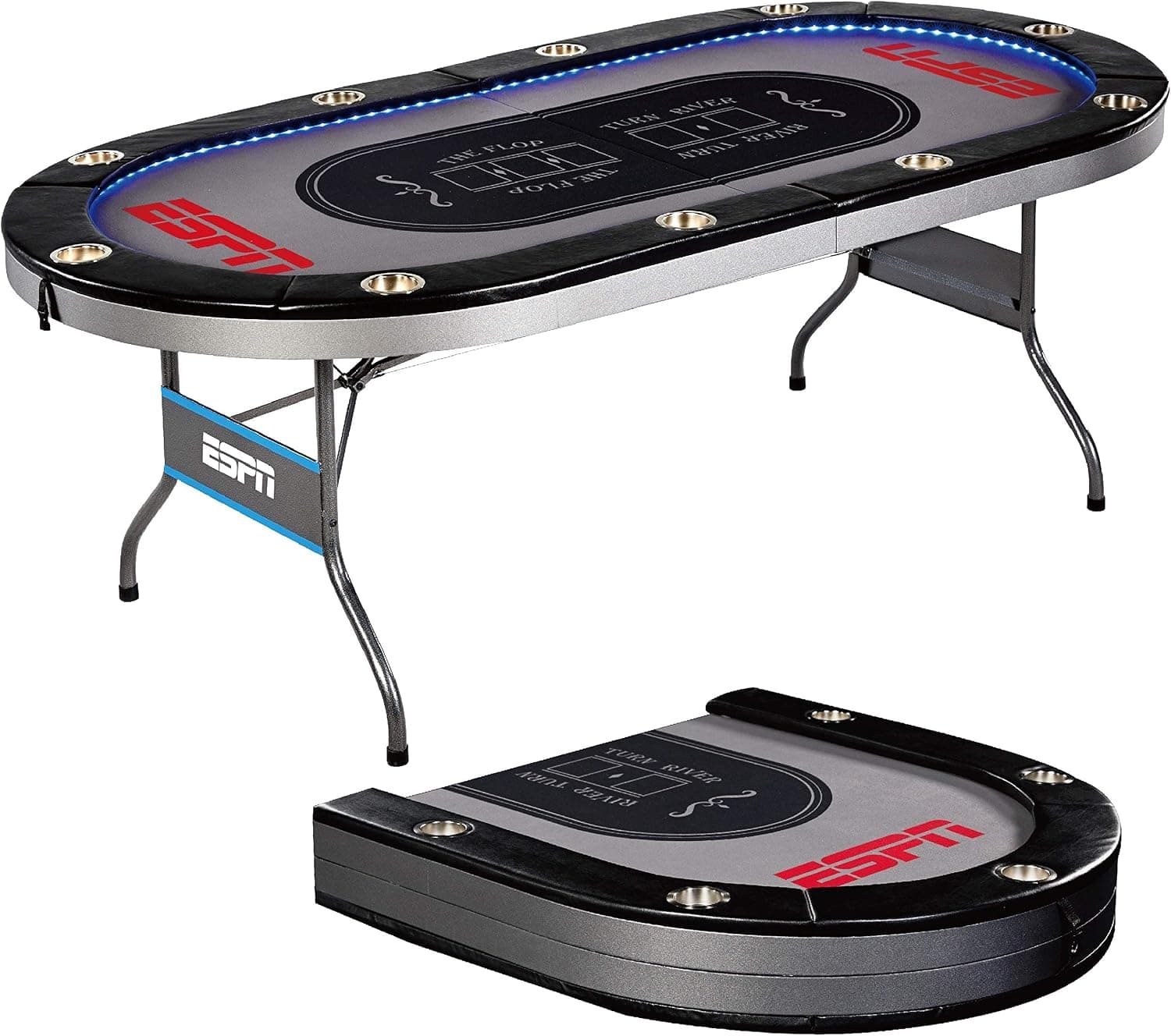 ESPN 10 Player Premium Poker Table With LED Lights