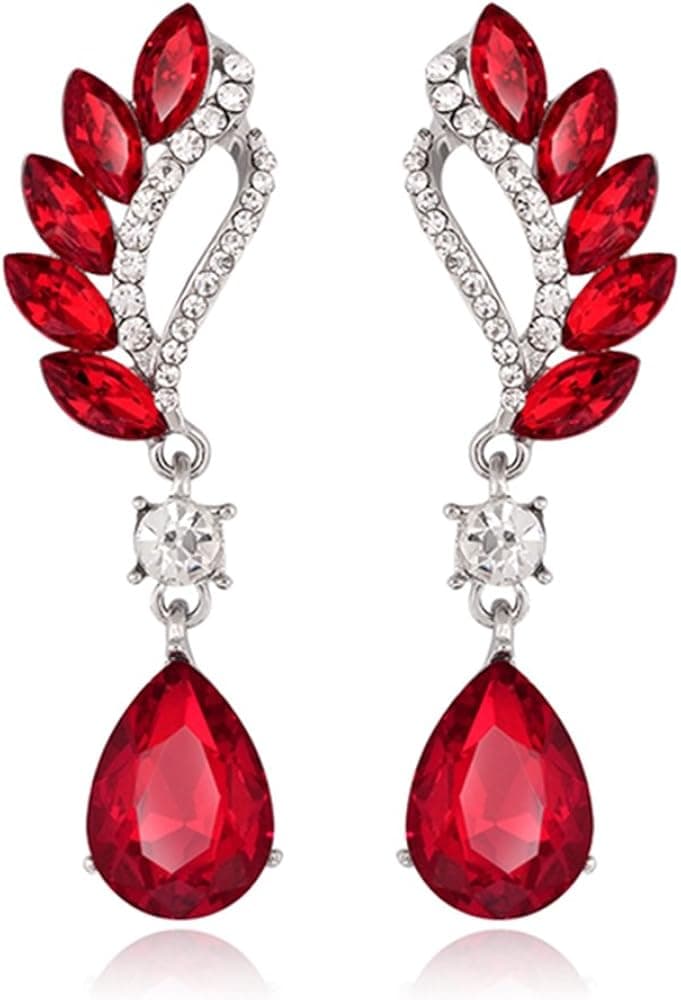 Danbihuabi Fashion Crystal Rhinestone Glass Drop Earring Jewelry(red,blue,purple,green,white)