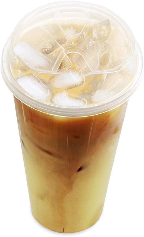FroZip Strawless Coffee Cups & Lids – Eco-Friendly Disposable Coffee Cups & Lids with Straw-Free Stem – Paperless Iced Coffee Cups – Perfect for any Beverage – Set of 50 16 Ounce Plastic Cups & Lids