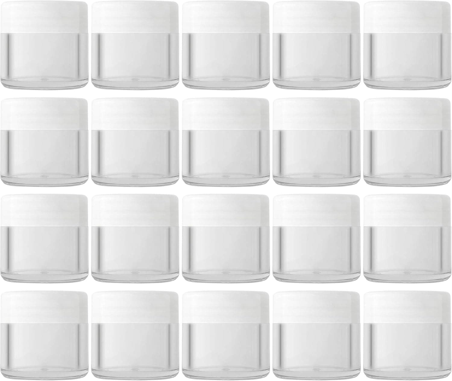 50PCS 20G/ML 0.7oz Empty Refill Clear Plastic Sample Cosmetic Bottle Jar Pots Eyshadow Packing Storage Container With White Screw Lid for Travel Make Up Cream Lotion Nails Powder Gems Beads Jewelry