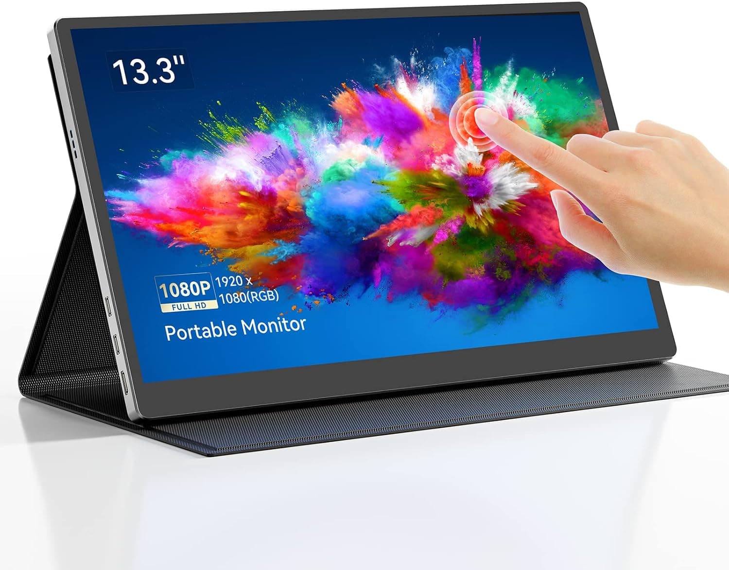 Miktver 13.3 Inch Portable Touchscreen Monitor, 1920X1080 Full HD IPS Capacitive Touchscreen Monitor with 2 USB C Ports & HDMI Port Compatible with PC/Laptop/Phone/Mac/Xbox/PS4